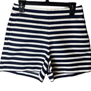 J. Crew High Waist Striped Shorts - Navy and White